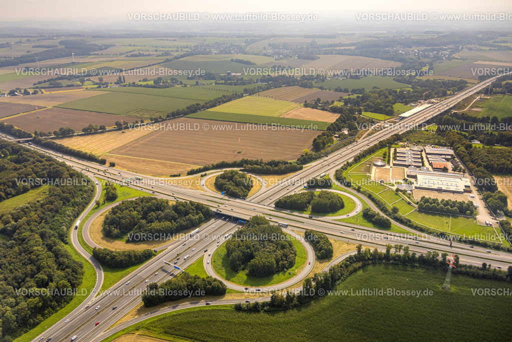 Unna230901161 | Luftbild, Autobahnkreuz Dortmund/Unna, Autobahn A1 und Autobahn A44, Massen, Unna, Ruhrgebiet, Nordrhein-Westfalen, Deutschland