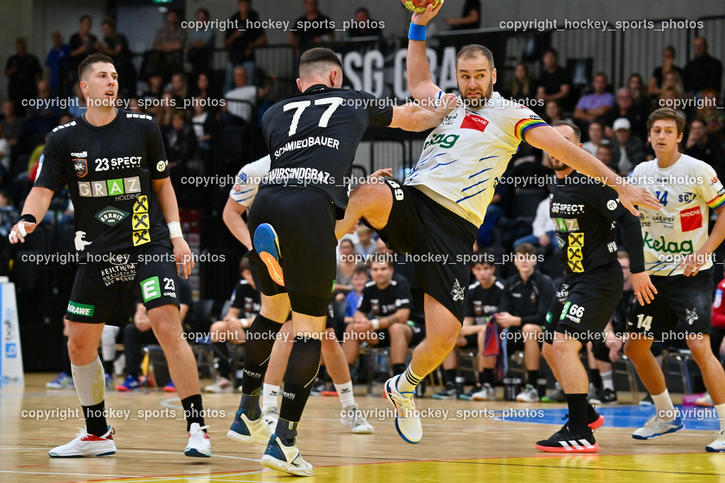 HSG Holding Graz vs. SC Ferlach 16.9.2022 | #23 BELOS Nemanja, #77 SCHMIEDBAUER Philipp, #89 LEBAN Patrik