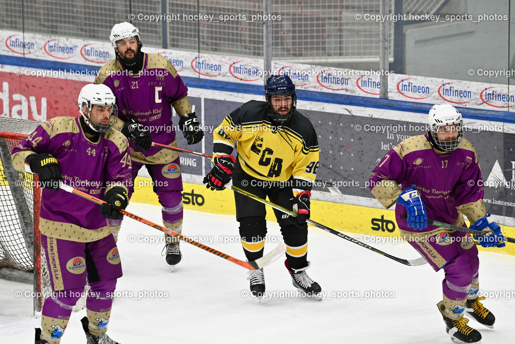 EC Kellerberg vs. EC Arnoldstein | #17 Erlacher Christoph EC Kellerberg, #44 Jank David EC Kellerberg, #21 Pettauer Christoph EC Kellerberg, #96 Ottogalli Mattia EC Arnoldstein, EC Kellerberg vs. EC Arnoldstein, EC Kellerberg vs. EC Arnoldstein am 03.02.2025 in Villach (Stadthalle Villach), Austria, (Photo by Bernd Stefan)