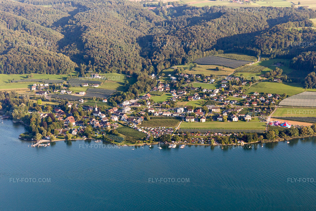 Aerial view: Lake Constance shoreline areas in Mammern in the state Thurgau, Switzerland.Photo: IMG_094326.jpg taken on 08/27/2016 by Werner Riehm/FLY-FOTO.comResolution of the original: 5472 x 3648 px