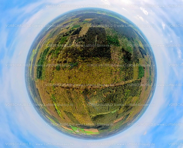 Kleve240490023KleverReichswald | Luftbild, Reichswald Forest War Cemetery, britischer Militärfriedhof Ehrenfriedhof und Kriegsgräberfriedhof, Mischwald Waldgebiet, Erdkugel, Fisheye Aufnahme, Fischaugen Aufnahme, 360 Grad Aufnahme, tiny world, little planet, fisheye Bild, Materborn, Kleve, Niederrhein, Nordrhein-Westfalen, Deutschland