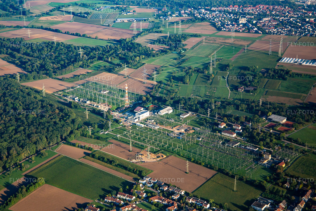 Luftbild: Umspannwerk Hoheneck im Ortsteil Hoheneck in Ludwigsburg im Bundesland Baden-Württemberg in Deutschland. Foto: IMG_138516.jpg vom 16.09.2023 durch Werner Riehm/FLY-FOTO.de