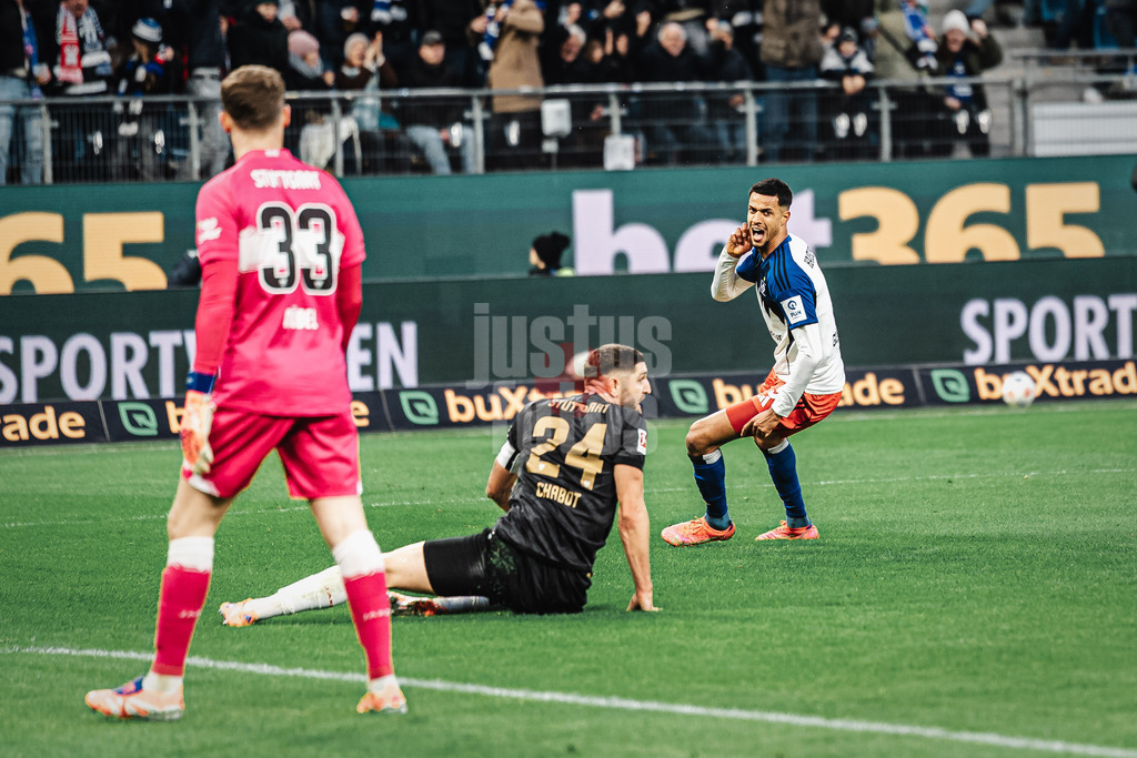 Fußball | Männer | Saison 2025/2026 | 1. Fußball-Bundesliga | 12. Spieltag | Hamburger SV vs. VfB Stuttgart | 30.11.2025 | Torjubel Robert Glatzel (#9, HSV)