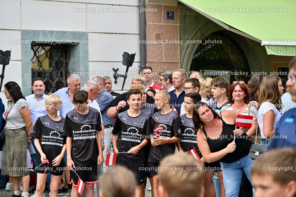 Empfang Heiko Gigler in Gmünd | Besucher Empfang Heiko Gigler, Empfang Heiko Gigler in Gmünd, Empfang Heiko Gigler in Gmünd am 14.08.2024 in Gmünd (Hauptplatz Gmünd), Austria, (Photo by Bernd Stefan)