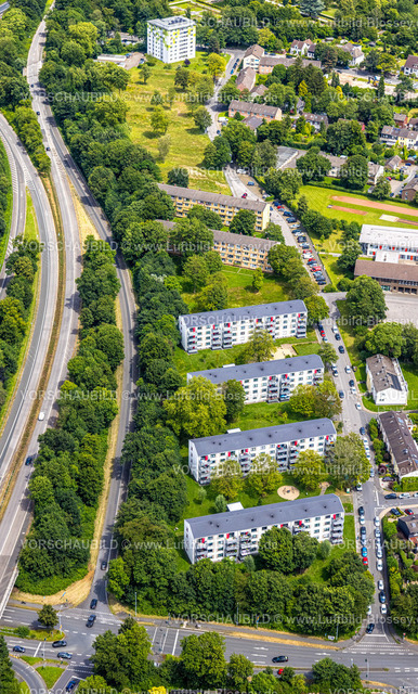 Muelheim240702813 | Luftbild, Mietshäuser Wohnsiedlung, Entwicklung der Eichbaumsiedlung zwischen Filchnerstraße und Autobahn A40, Heißen - Süd, Mülheim an der Ruhr, Ruhrgebiet, Nordrhein-Westfalen, Deutschland