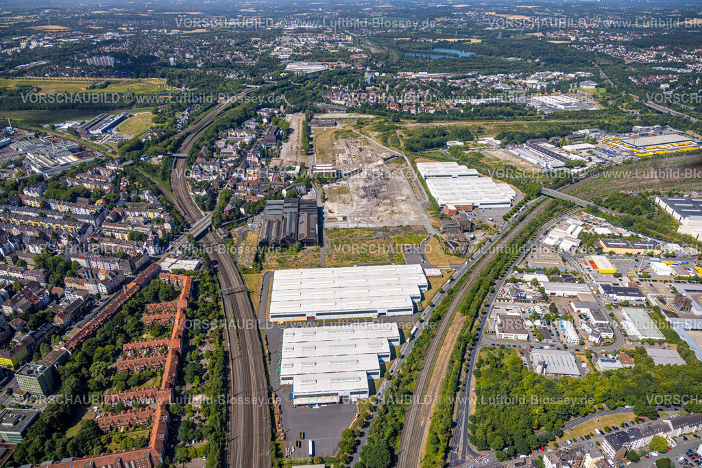 Dortmund220704800 | Luftbild, Smart Rhino Entwicklungsprojekt mit ZukunftsCampus, Gewerbegebiet der Union Gewerbehof GmbH, Rheinische Straße, Dorstfelder Brücke, Dortmund, Ruhrgebiet, Nordrhein-Westfalen, Deutschland
