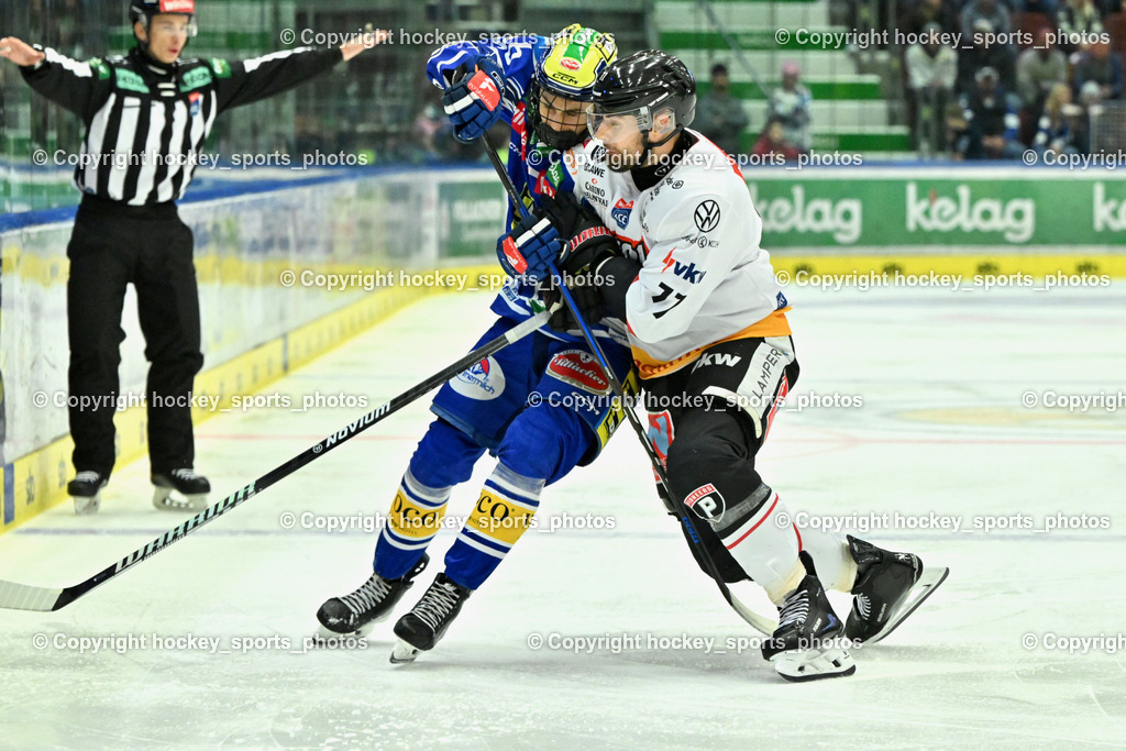 EC IDM Wärmepumpen VSV vs. Pioneers Vorarlberg | #77 Ivan Korecky Pioneers Vorarlberg, #46 Paul Sintschnig EC VSV, EC IDM Wärmepumpen VSV vs. Pioneers Vorarlberg, EC IDM WÄRMEPUMPEN VSV vs. Pioneers Vorarlberg am 03.10.2025 in Villach (Stadthalle Villach), Austria, (Photo by Bernd Stefan)