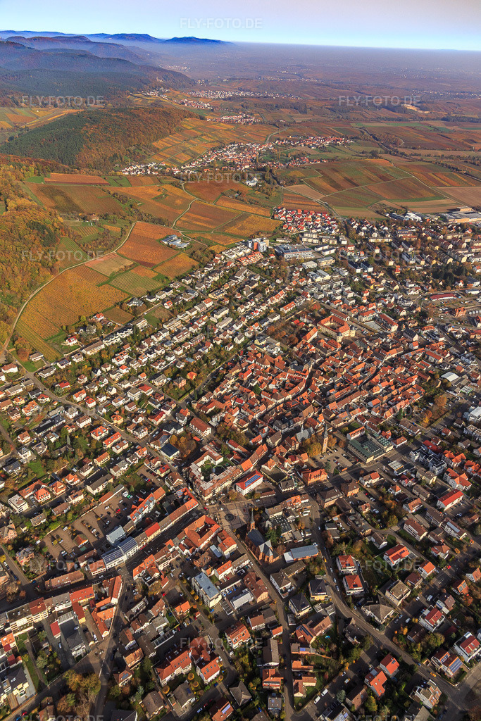 Luftbild: Stadtansicht aus Süden in Bad Bergzabern im Bundesland Rheinland-Pfalz in Deutschland. Foto: IMG_123778.jpg vom 07.11.2020 durch Werner Riehm/FLY-FOTO.de