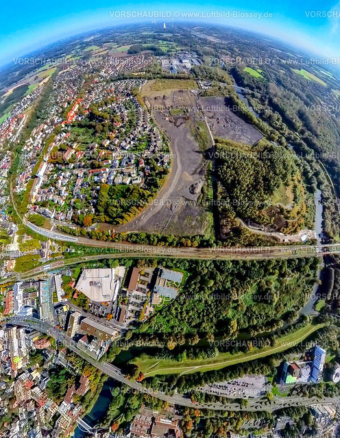 Luenen241190575BracheWestfalia | Luftbild, Brachfläche Landschaftspark Viktoria Westfaliastraße für geplante IGA 2027 und Zukunftsgarten, Gelände Alte Viktoria Zeche am Fluss Lippe, Hbf Bahnhof Lünen mit zwei Bahnsteigen, Erdkugel, Fisheye Aufnahme, Fischaugen Aufnahme, 360 Grad Aufnahme, tiny world, little planet, fisheye Bild, , Lünen, Ruhrgebiet, Nordrhein-Westfalen, Deutschland