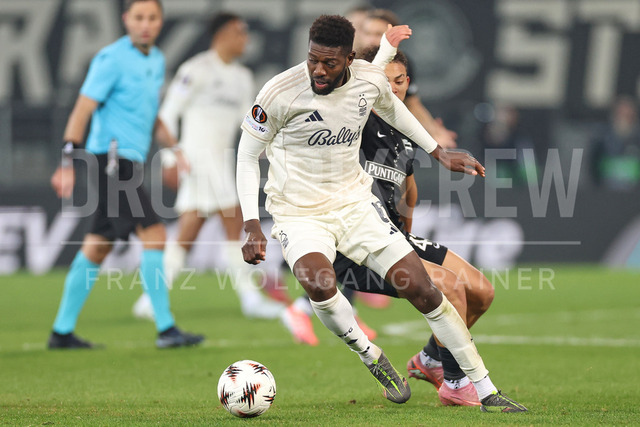 UEFA Europa League 2025/26: SK Sturm Graz vs SK Brann | Graz, Austria, 29.JAN.26 - SOCCER - UEFA Europa League, SK Sturm Graz vs SK Brann Bergen. The image shows Ibrahim Sangare (Nottingham).