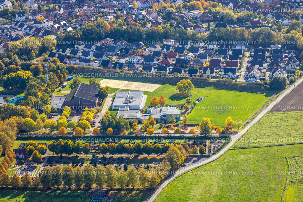 Hamm221003121 | Luftbild, Franz-Voß-Halle, HSC 08 Hammer SportClub 2008, Sport-Kita Grashüpfer, Herbstfarben, Rhynern, Hamm, Ruhrgebiet, Nordrhein-Westfalen, Deutschland