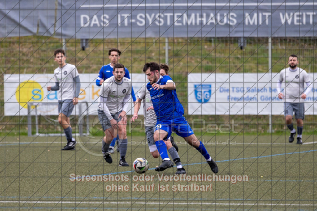 20250330_155348_0297 | #,TSG Salach (blau) vs. SC Geislingen II (weiß/grau), Fußball, Bezirksliga - Bezirk Neckar/Fils, 20. Spieltag, Saison 2024/2025, Kunstrasensportplatz, Staufenecker Str. 41, 73084 Salach, 30.03.2025 - 15:30 Uhr,Foto: PhotoPeet-Sportfotografie/Peter Harich