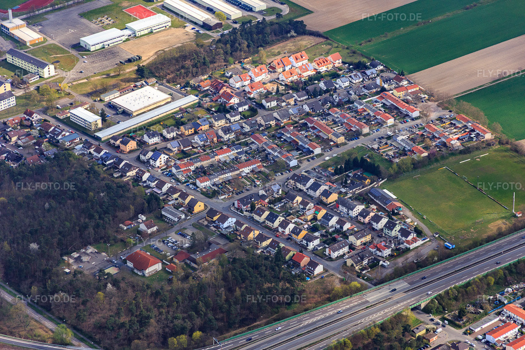 Luftbild: Efeuweg im Ortsteil Rinkenbergerhof in Speyer im Bundesland Rheinland-Pfalz in Deutschland. Foto: IMG_076875.jpg vom 12.04.2015 durch Werner Riehm/FLY-FOTO.de