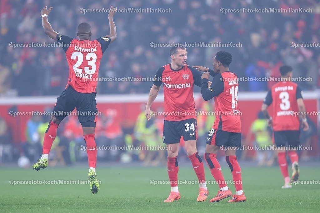 DFB05022501087 | 05.02.2025, Fußball, DFB-Pokal Viertelfinale, Bayer 04 Leverkusen - 1.FC Köln, BayArena, Saison 2024 2025: Torjubel nach dem 1:2 durch Patrik Schick (Bayer04 Leverkusen #14)DFB regulations prohibit any use of photographs as image sequences and or quasi-video.