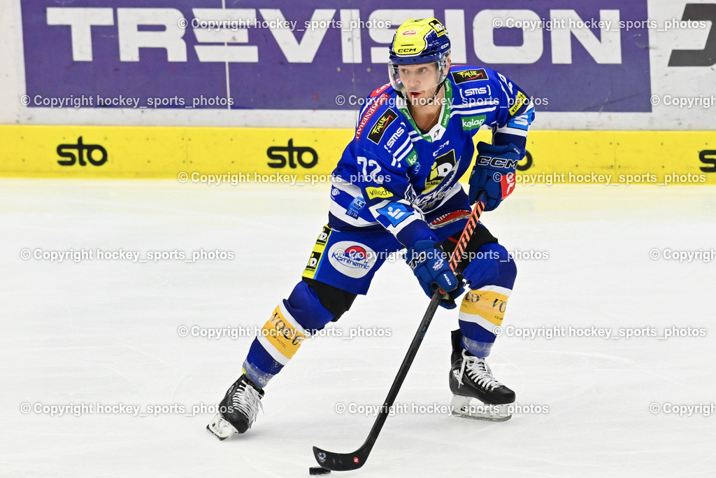 EC IDM Wärmepumpen VSV vs. HC Pustertal 8.10.2023 | #72 HUGHES John EC VSV, EC IDM Wärmepumpen VSV vs. HC Pustertal 8.10.2023, EC IDM Wärmepumpen VSV vs. HC Pustertal am 08.10.2023 in Villach (Stadthalle Villach), Austria, (Photo by Bernd Stefan)