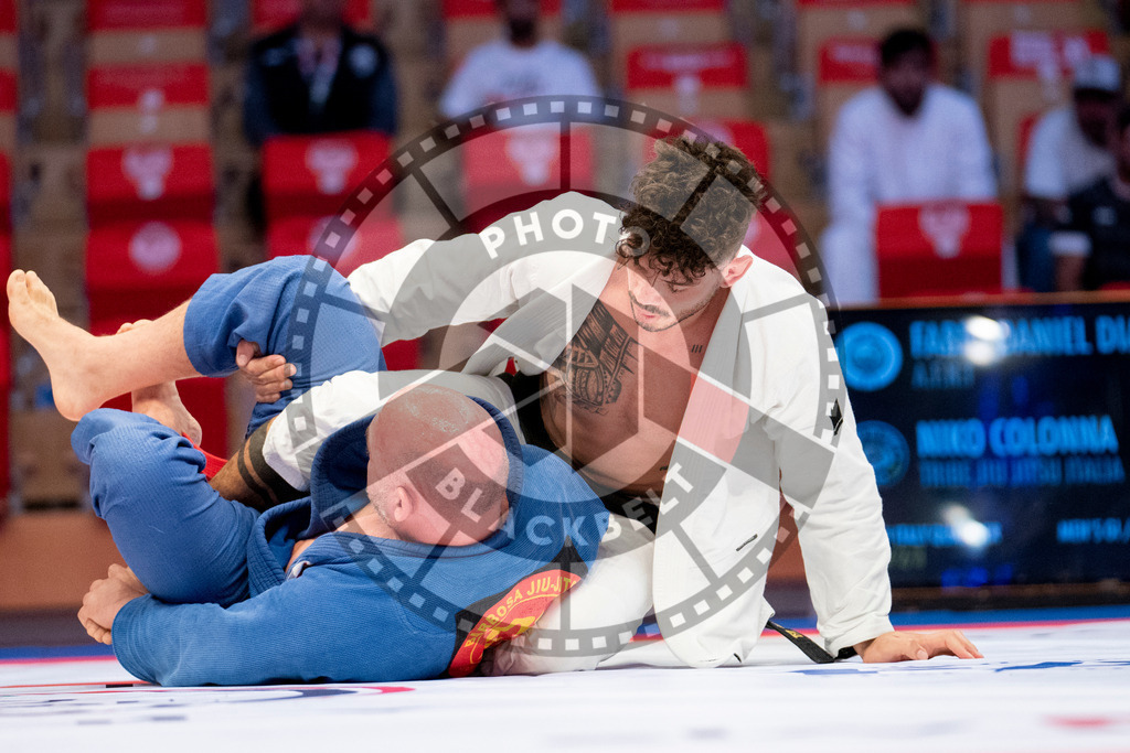 20231108PBB2046 | Fighters compete during the AJP World Professional Championship in the Mubadala Arena in Abu Dhabi, Arab United Emirates, on November 8, 2023.