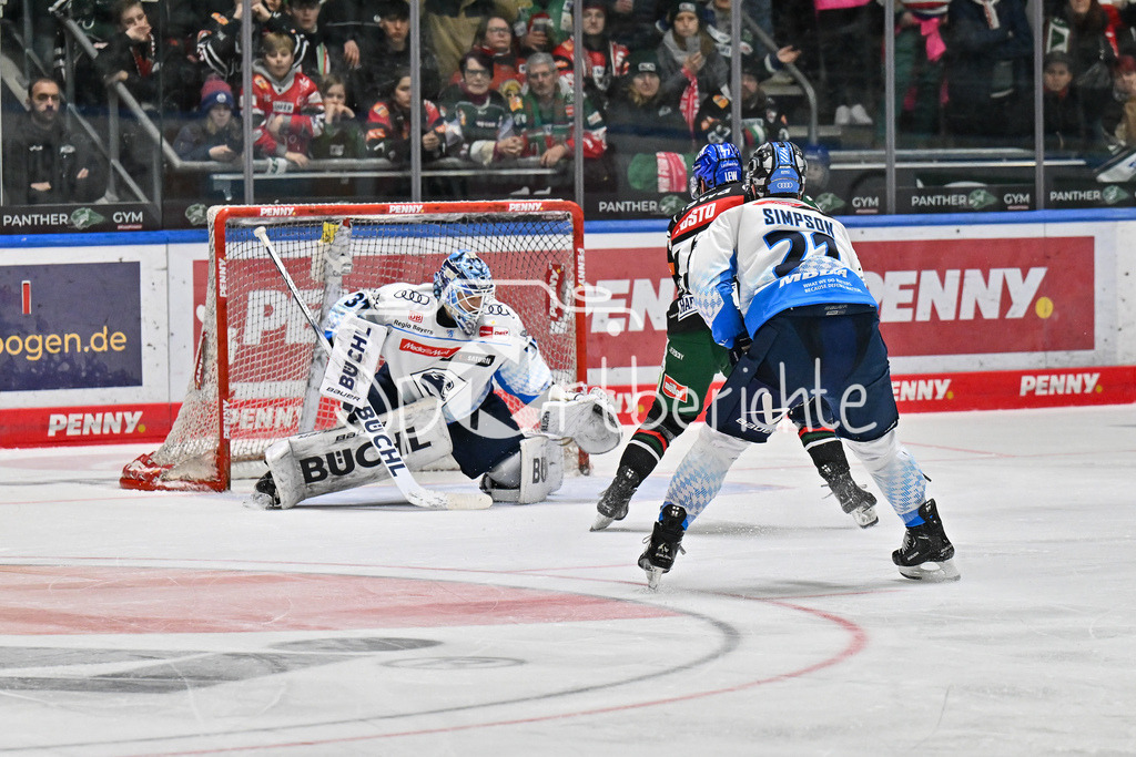 Augsburger Panther - ERC Ingolstadt | in dieser Szene trifft Luca TOSTO (Augsburger Panther #77) zum 2-4 / Tor / Treffer / DEL: Augsburger Panther - ERC Ingolstadt, Curt Frenzel Stadion am 26.01.2025