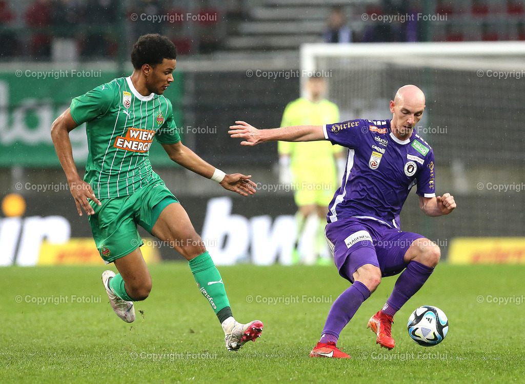 A_LUI_10032024_22 | SPORT,FUSSBALL, ADMIRAL BUNDESLIGA AUSTRIA KLAGENFURT-SK RAPID WIEN 10.03.2024 IM BILD: NICOLAS WIMMER (KLAGENFURT) UND FALLY MAYULU (RAPID WIEN) FOTO:FOTOLUI/MW