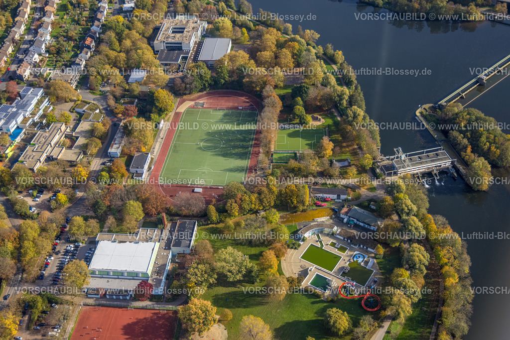 Herdecke221017040 | Luftbild, Sport- und Freizeitzentrum Bleichstein, Freibad, Sportplatz, Herdecke, Ruhrgebiet, Nordrhein-Westfalen, Deutschland