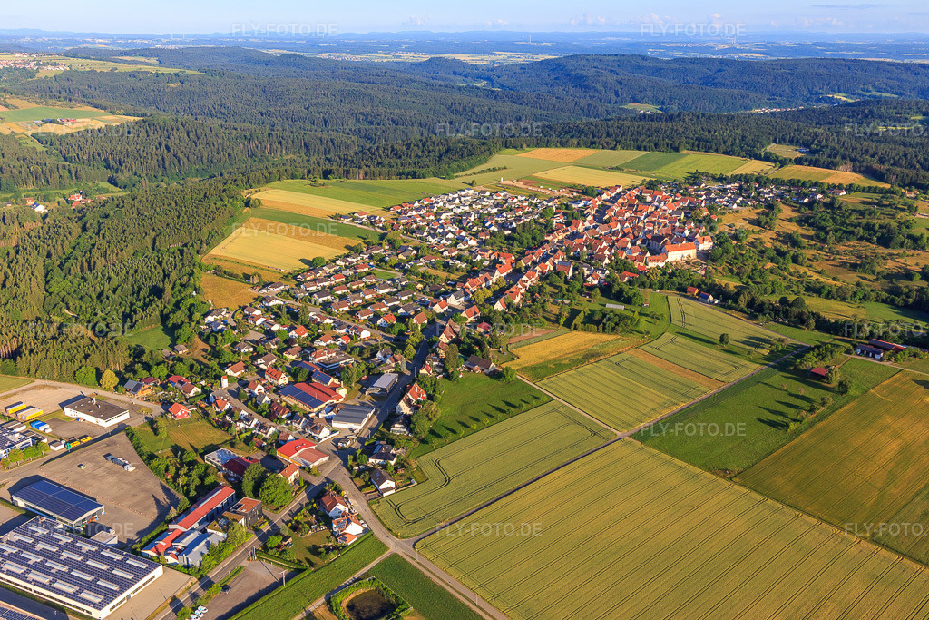 Luftbild: Ortsübersicht aus Osten im Ortsteil Binsdorf in Geislingen im Bundesland Baden-Württemberg in Deutschland. Foto: IMG_148897.jpg vom 28.06.2025 durch Werner Riehm/FLY-FOTO.de