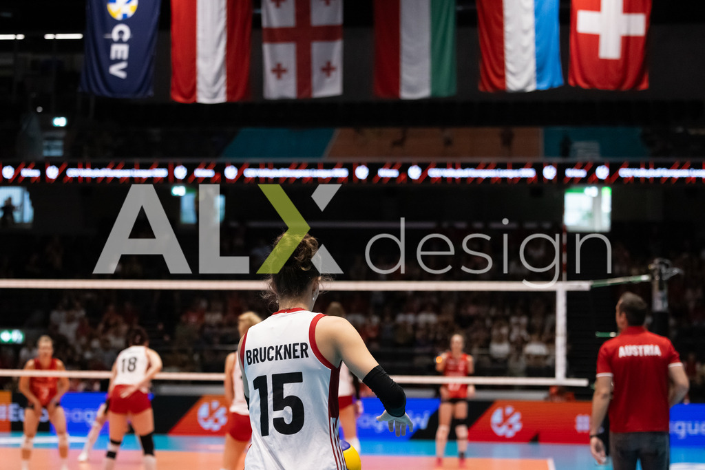 Austria v Switzerland - CEV European League Women | KRIENS, SWITZERLAND - JUNE 14: MARIE KRISTIN BRUCKNER of Austria during the CEV European League match between Austria and Switzerland at Pilatus Arena on June 14, 2026 in Kriens, Switzerland. - Realisiert mit Pictrs.com