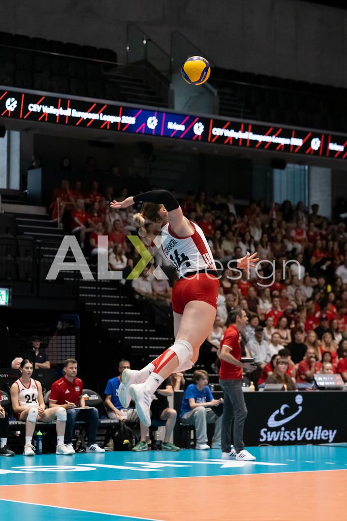 Austria v Switzerland - CEV European League Women | KRIENS, SWITZERLAND - JUNE 14: KORA MARINA SCHABERL of Austria during the CEV European League match between Austria and Switzerland at Pilatus Arena on June 14, 2026 in Kriens, Switzerland. - Realisiert mit Pictrs.com