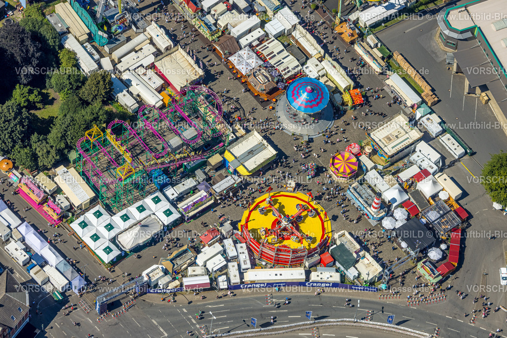 Herne240803391 | Luftbild, Cranger Kirmes, Volksfest mit Fahrgeschäften und Gastronomie, Achterbahn und Karussell, Unser Fritz, Herne, Ruhrgebiet, Nordrhein-Westfalen, Deutschland
