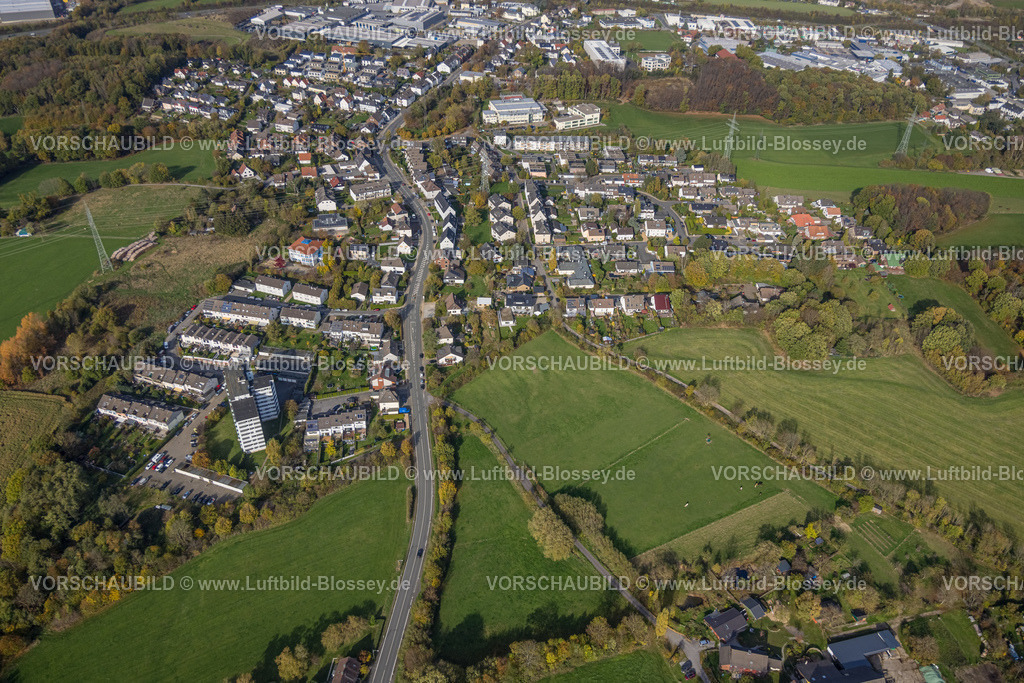 Wetter221017384 | Luftbild, Grüne Wiesen und Felder an der Vogelsanger Straße Ecke Distelstück, Hof Schee, Haspe-West, Hagen, Ruhrgebiet, Nordrhein-Westfalen, Deutschland