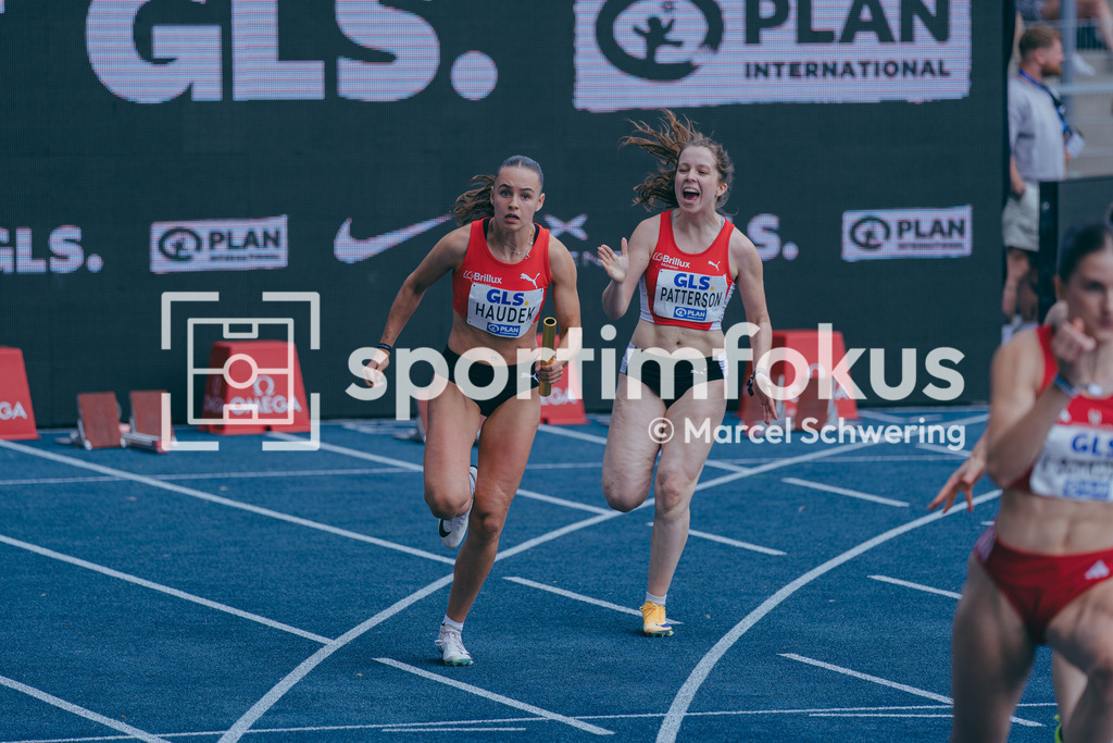 Deutsche Meisterschaften der Frauen und Männer 2026 | Jenna Haudek, LG Brillux Münster, Liv Patterson, LG Brillux Münster, 4x100-Meter-Staffel, Deutsche Meisterschaften der Frauen und Männer 2026, Lohrheidestadion Bochum-Wattenscheid, 26.07.2026. Foto: Marcel Schwering / sportimfokus - Realisiert mit Pictrs.com