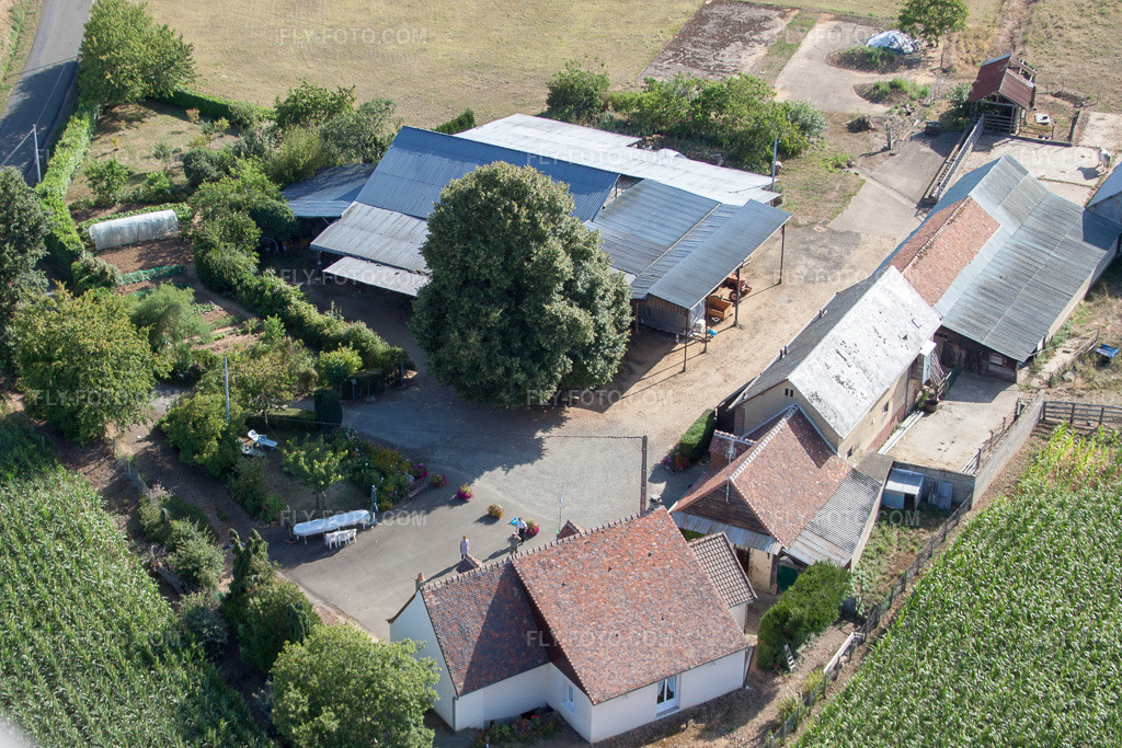 Aerial view: La Petite Franchaise (Apiculteur) in Coudrecieux in the state Sarthe, France.Photo: IMG_20172.jpg taken on 07/31/2009 by Werner Riehm/FLY-FOTO.comResolution of the original: 4053 x 2702 px