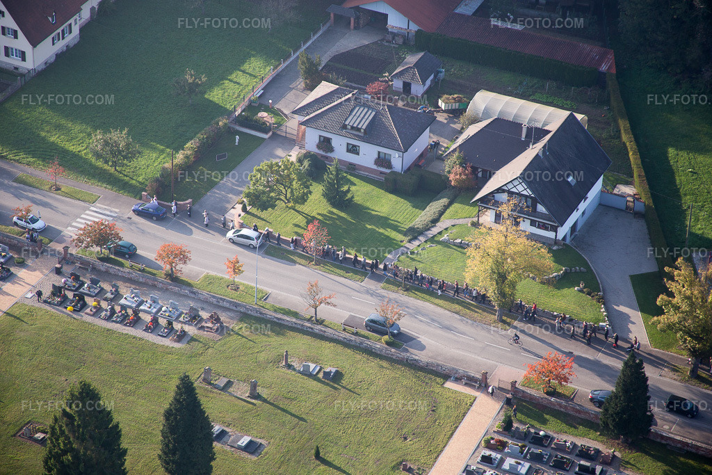 Aerial view: View of the town in Niederrœdern in the state Bas-Rhin, France.Photo: IMG_075681.jpg taken on 11/01/2014 by Werner Riehm/FLY-FOTO.comResolution of the original: 5472 x 3648 px