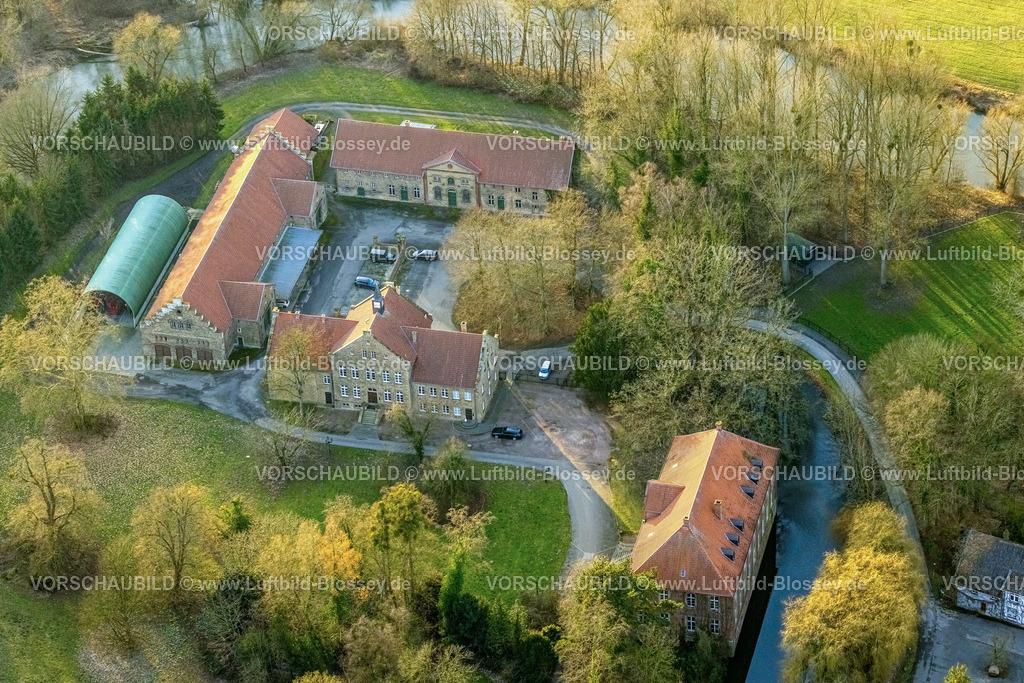 Hamm260204330 | Luftbild, Wasserschloss Haus Uentrop im Wald am Fluss Lippe, Uentrop, Hamm, Ruhrgebiet, Nordrhein-Westfalen, Deutschland