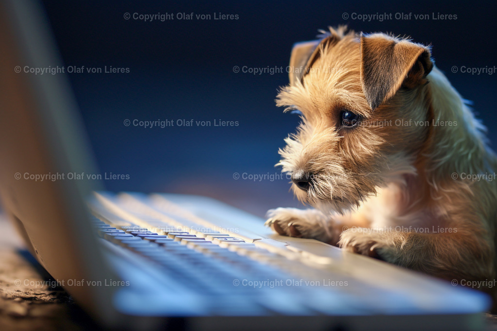 Terrier am Schreibtisch | Terrier an der Tastatur