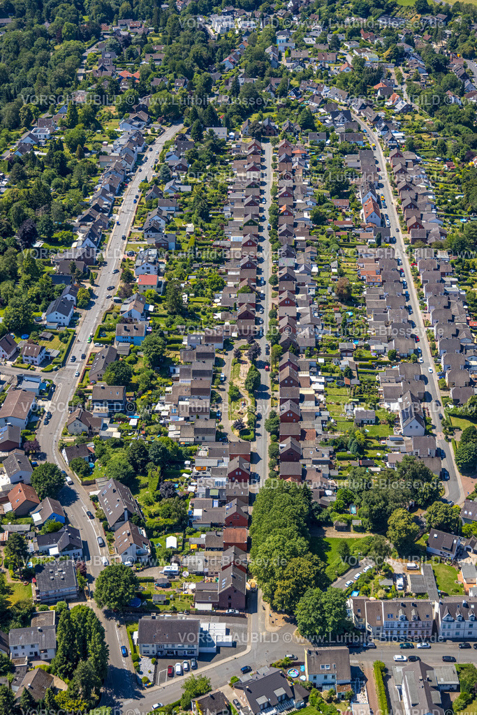 Muelheim230704100 | Luftbild, Mausegatt Siedlung, Reihenhauswohnsiedlung zwischen Priesters Hof und Kreftenscheerstraße, Holthausen - Nord, Mülheim an der Ruhr, Ruhrgebiet, Nordrhein-Westfalen, Deutschland