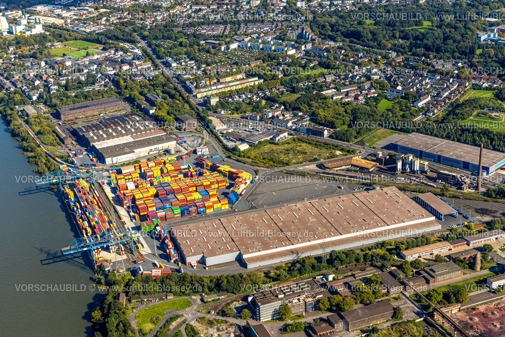 Duisburg241003561 | Luftbild, logport II (zwei) Container Terminal am Fluss Rhein, Wanheim-Angerhausen, Duisburg, Ruhrgebiet, Nordrhein-Westfalen, Deutschland