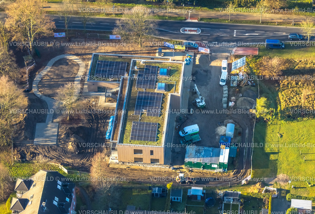 Hamm251202352 | Luftbild, Baustelle mit Neubau Kita Villa Kunterbunt an der Ostwennemarstraße Ecke Alter Uentroper Weg, Solardach, Uentrop, Hamm, Ruhrgebiet, Nordrhein-Westfalen, Deutschland