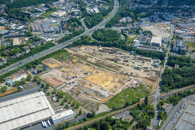 Bochum220503314 | Luftbild, Baugebiet mit Abrissarbeiten Südstraße und Rensingstraße, Autobahn A43 Abfahrt Bochum-Riemke, Stadtgrenze Bochum,  Herne-Süd, Herne, Ruhrgebiet, Nordrhein-Westfalen, Deutschland