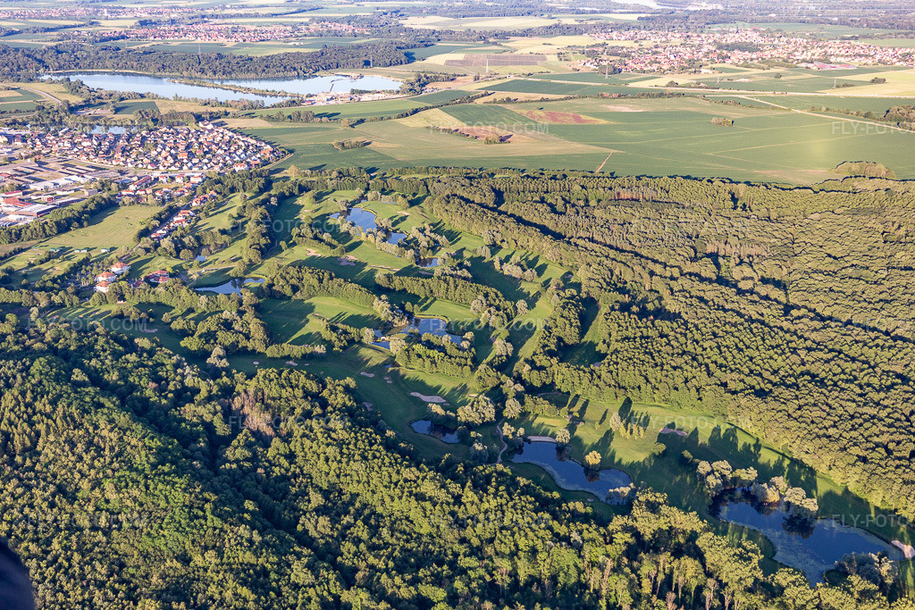 Aerial view: Baden-Baden Golf Club in Soufflenheim in the state Bas-Rhin, France. – Photo: IMG_115500.jpg taken on 06/16/2019 by Werner Riehm/FLY-FOTO.com – Resolution of the original: 5472 x 3648 px
