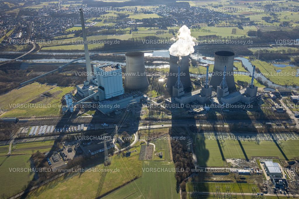 Werne230203006Stockum | Luftbild, RWE Generation SE Kraftwerk Gersteinwerk, mit Dampfwolke, Stockum, Werne, Ruhrgebiet, Nordrhein-Westfalen, Deutschland