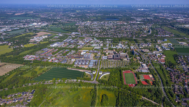 Dortmund230504351 | Luftbild, TU Technische Universität Dortmund, Technologiezentrum (TZDO), halbrunde Wohnanlagen des Studierendenwerks, Blick nach Do.-Dorstfeld, Eichlinghofen, Dortmund, Ruhrgebiet, Nordrhein-Westfalen, Deutschland