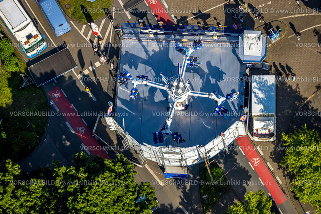 Witten240506895 | Luftbild, Himmelfahrtskirmes auf der Berger Straße am Saalbau Witten, Karussell Jetlag, Witten, Ruhrgebiet, Nordrhein-Westfalen, Deutschland