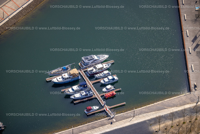 Gelsenkirchen220402415 | Luftbild, Bootsanlegestelle im Yachthafen Marina am Hafenquartier Graf Bismarck am Rhein-Herne-Kanal, Bismarck, Gelsenkirchen, Ruhrgebiet, Nordrhein-Westfalen, Deutschland