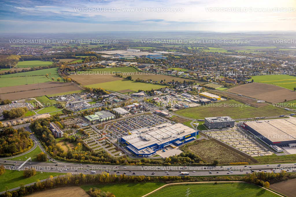 Kamen221012619 | Luftbild, Ikea Einrichtungszentrum, Parkplätze,  Gewerbegebiet Unna/Kamen, Südkamen, Kamen, Ruhrgebiet, Nordrhein-Westfalen, Deutschland