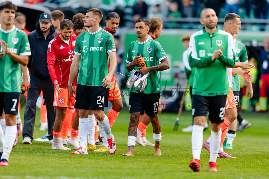 2. Bundesliga, Saison 2025/26, 5. Spieltag : SC Preußen Münster - Fortuna Düsseldorf | Münster, 14.09.2025: 2. Bundesliga, 5. Spieltag, SC Preußen Münster gegen Fortuna Düsseldorf im LVM-Preußenstadion in Münster. Foto: sportfotografie.ms | Markus Paletta - Realisiert mit Pictrs.com