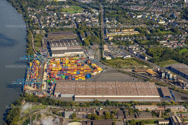 Duisburg241002962 | Luftbild, logport II (zwei) Container Terminal am Fluss Rhein, Wanheim-Angerhausen, Duisburg, Ruhrgebiet, Nordrhein-Westfalen, Deutschland