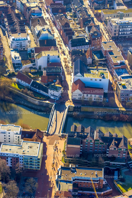 Luenen230204068 | Luftbild, City mit Lippebrücke der Münsterstraße und Fußgängerzone, Lünen, Ruhrgebiet, Nordrhein-Westfalen, Deutschland