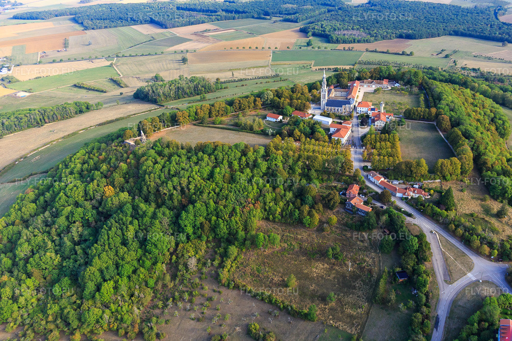 Vue aérienne: Basilique Notre-Dame de Sion à Saxon-Sion dans le département Meurthe et Moselle, France – .Photo: IMG_118493.jpg prise le 16/09/2019 par Werner Riehm/FLY-FOTO.eu – Résolution de l'original: 4514 x 3009 px