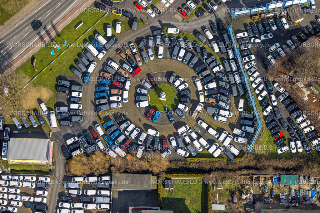 Hamm230215321 | Luftbild, Potthoff Autohaus, Autohandel, Parkplatz Kreisform, Bockum-Hövel, Hamm, Ruhrgebiet, Nordrhein-Westfalen, Deutschland