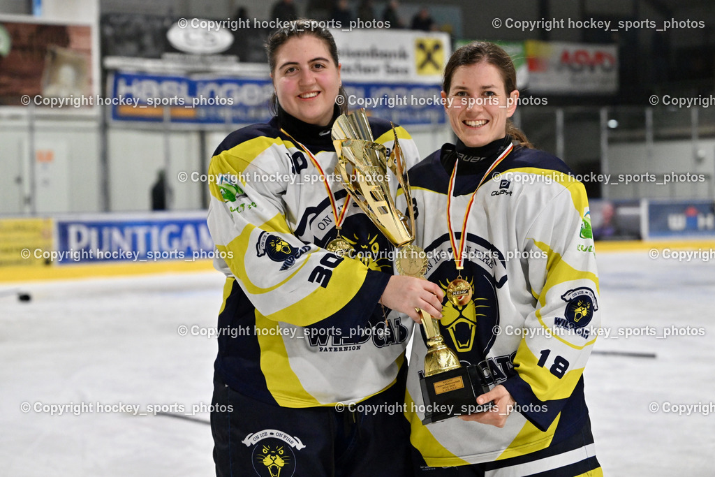 WILDCATS PATERNION & Lady Hawks Siegerehrung-Meisterfeier | #30 Sauerbier Dana Kiara WILDCATS PATERNION, #18 Brunner Tatjana WILDCATS PATERNION, WILDCATS PATERNION &amp; Lady Hawks Siegerehrung-Meisterfeier, WILDCATS PATERNION &amp; Lady Hawks Siegerehrung-Meisterfeier am 12.03.2025 in Steindorf (Ossiachersee Halle), Austria, (Photo by Bernd Stefan)