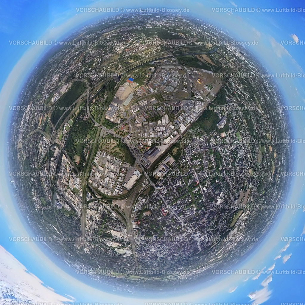 Oberhausen20220803_3Centro | Luftbild, Westfield Centro Oberhausen, Einkaufszentrum Neue Mitte, Gewerbegebiet Max-Planck-Ring, Fisheye Aufnahme, Fischaugen Aufnahme, 360 Grad Aufnahme, Borbeck, Oberhausen, Ruhrgebiet, Nordrhein-Westfalen, Deutschland